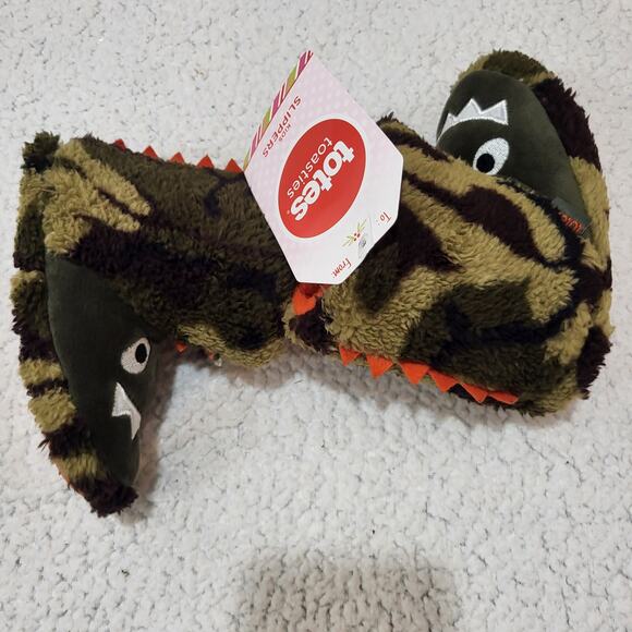 NEW totes Kids Warm Soft Lightweight Washable Toddler Child Slipper dino sz 9-10 - Picture 5 of 6
